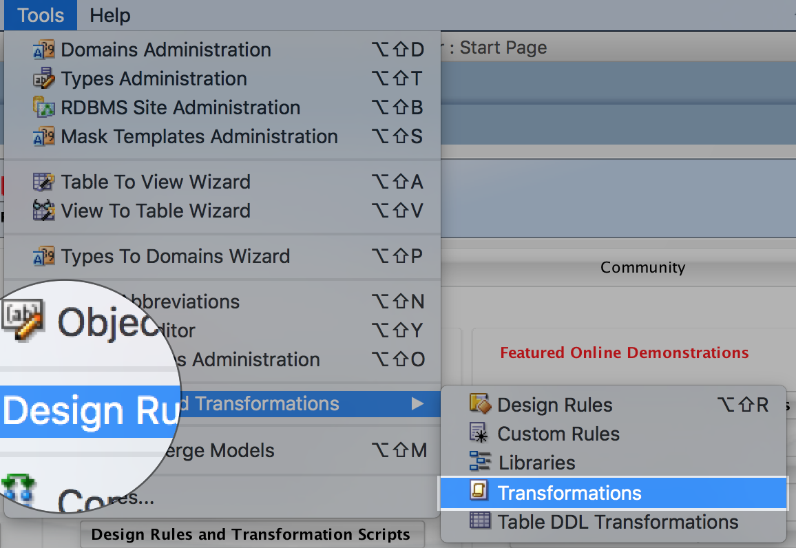 Transformations Dialog